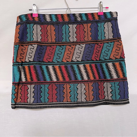 Zara Dresses & Skirts - Zara Trafaluc Embroidered Beaded Black/Purple/Orange/Aqua Mini Skirt.  Size M